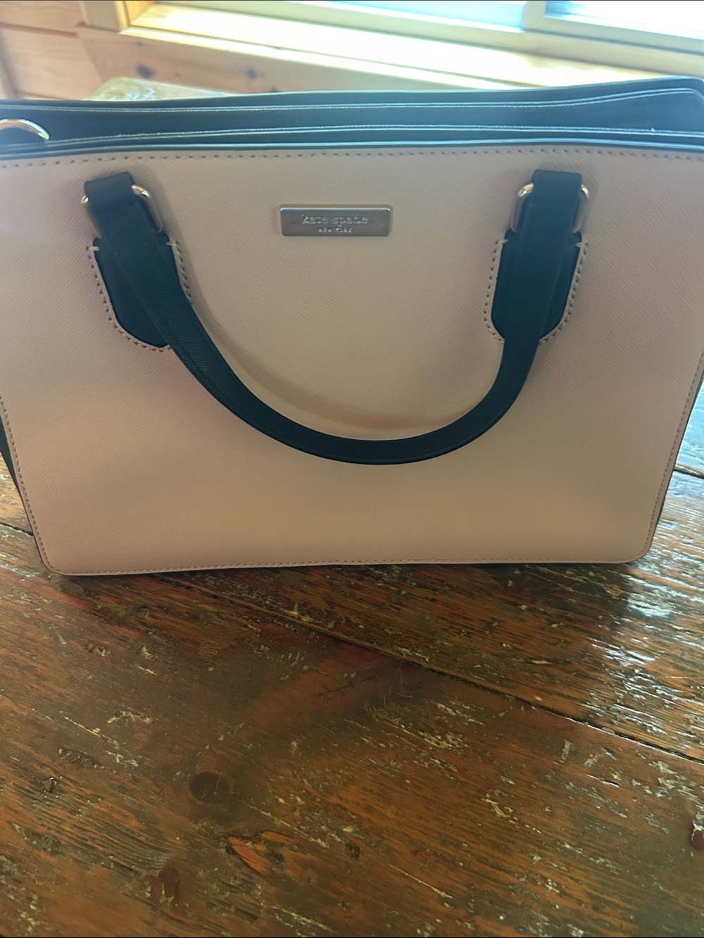 kate spade Cream Satchel with Black Handles